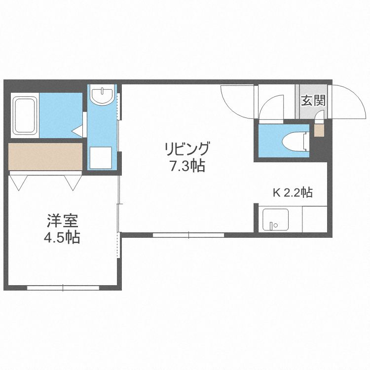 札幌市豊平区美園十条のマンションの間取り