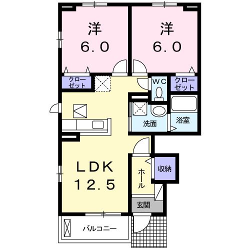 桑名市大字蓮花寺のアパートの間取り