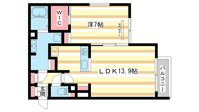 奈良市南城戸町のアパートの間取り