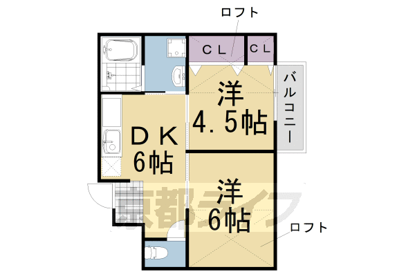 京都市西京区嵐山朝月町のアパートの間取り