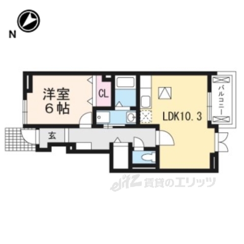 甲賀市甲南町寺庄のアパートの間取り