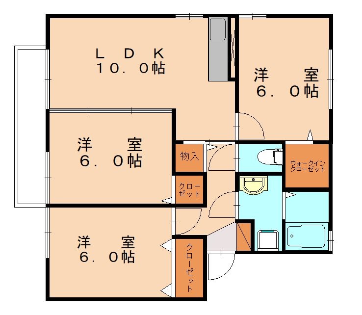 遠賀郡岡垣町中央台のアパートの間取り