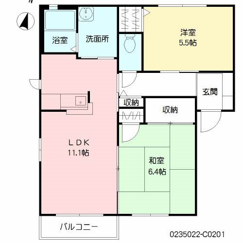 鞍手郡小竹町大字赤地のアパートの間取り