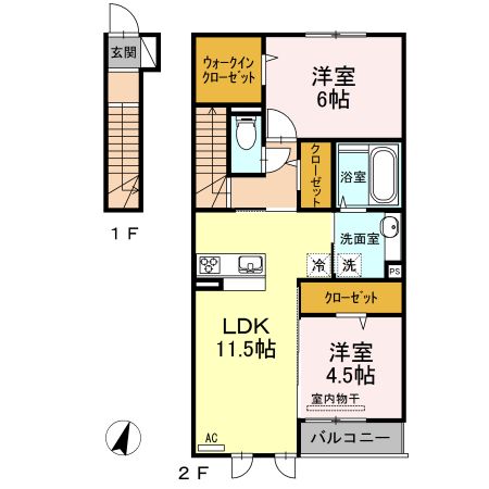 ブルースター東宮　B館7-2の間取り