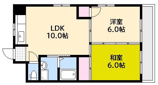 広島市西区大芝のマンションの間取り