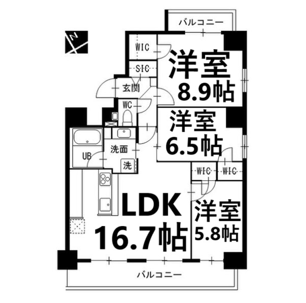 名古屋市千種区東山通のマンションの間取り