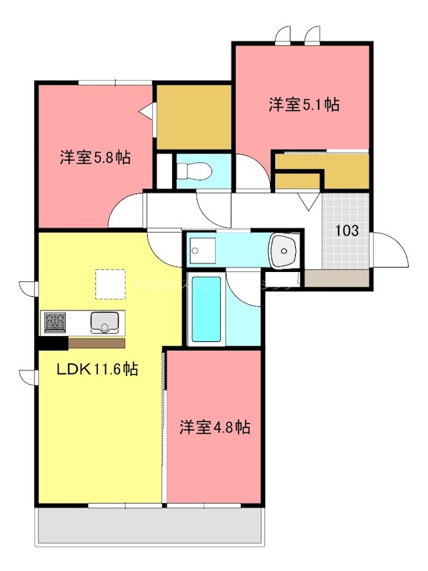 流山市木のマンションの間取り