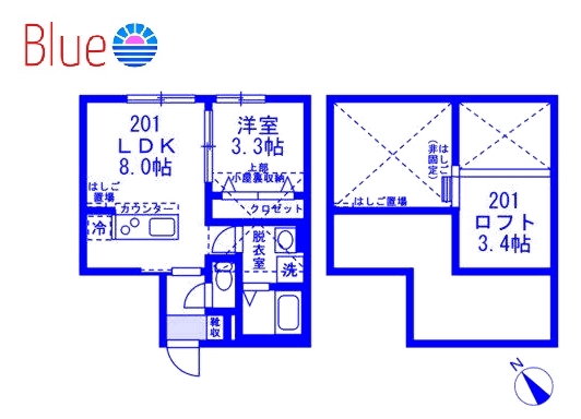 茅ヶ崎市東海岸南のアパートの間取り