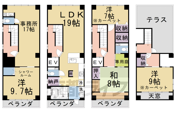 中京区聚楽廻東町２０－６の間取り