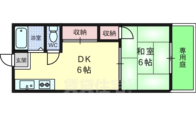 京都市西京区山田弦馳町のアパートの間取り