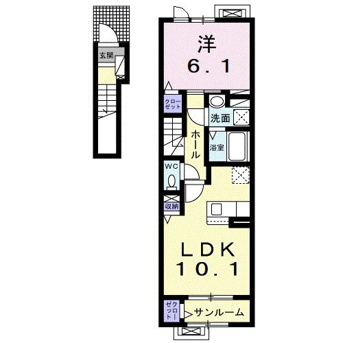 東根市大字蟹沢のアパートの間取り