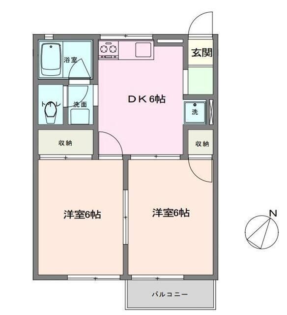 ＪＲ相模線 上溝駅 徒歩15分 2階建 築43年の間取り写真