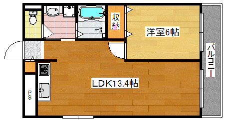 大阪市住之江区東加賀屋のマンションの間取り