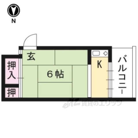 京都市左京区吉田中大路町のアパートの間取り