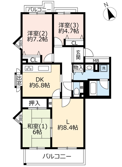 ＵＲパークサイド鎌ヶ谷の間取り