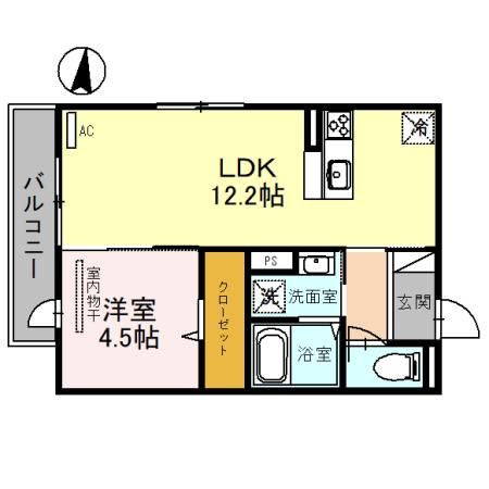 丹波市柏原町南多田のアパートの間取り