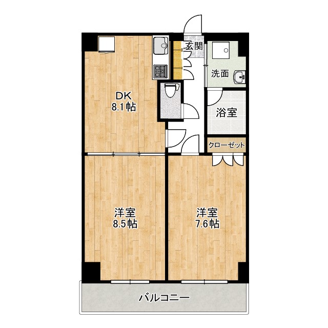 仙台市若林区新寺のマンションの間取り