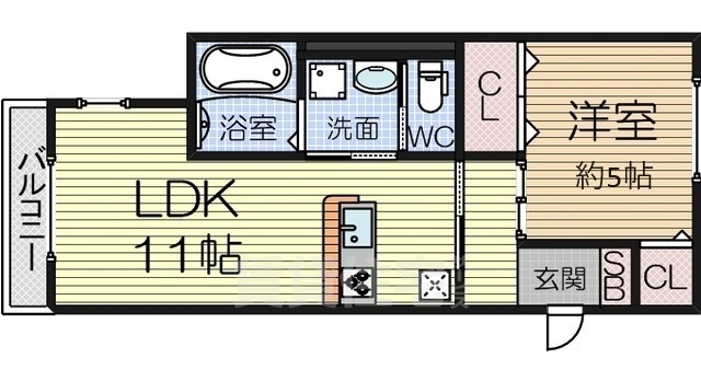 堺市堺区南陵町のアパートの間取り