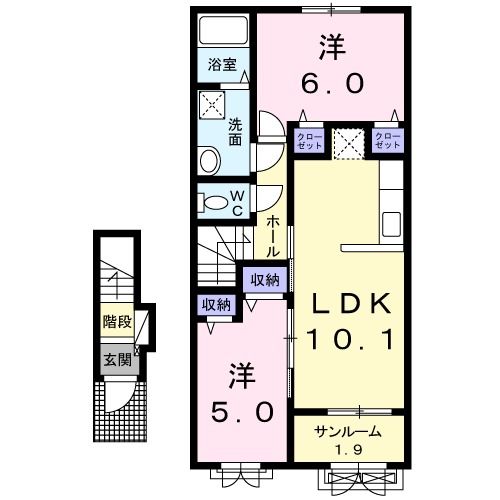 村上市坂町のアパートの間取り