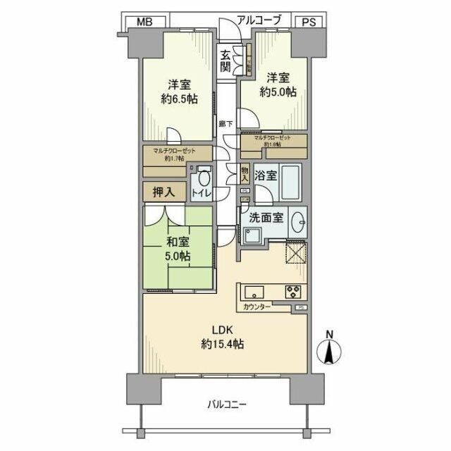 多摩市鶴牧のマンションの間取り