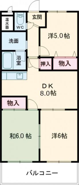 鈴鹿市中旭が丘のマンションの間取り