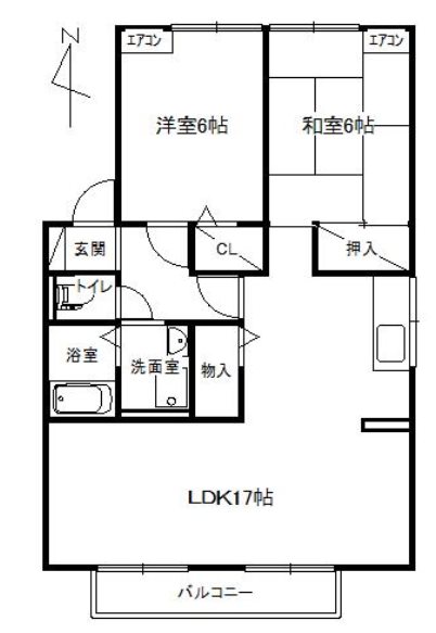 芦屋市大東町のアパートの間取り