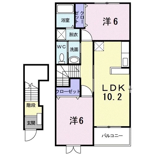 福島市松川町美郷のアパートの間取り