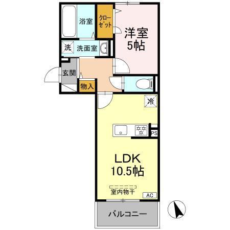 東広島市西条町寺家のアパートの間取り