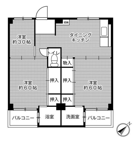 橿原市見瀬町のマンションの間取り