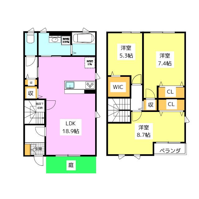 福岡市南区弥永のアパートの間取り