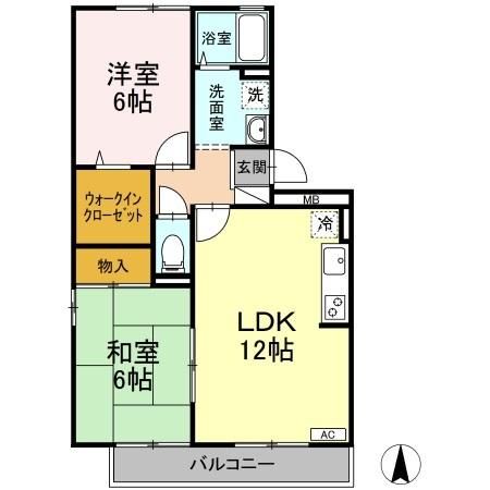 松山市南江戸のアパートの間取り