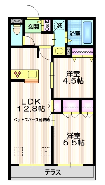 大田区中央のマンションの間取り