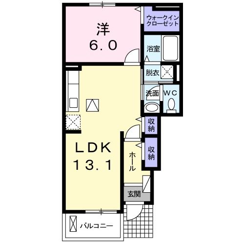 北茨城市中郷町下桜井のアパートの間取り