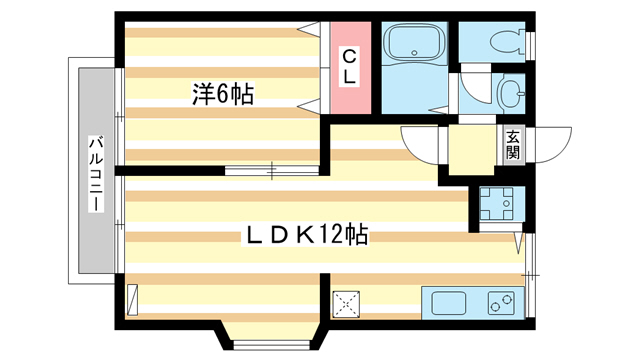 奈良市左京のアパートの間取り