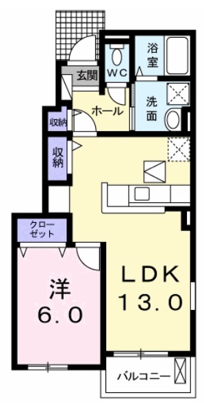 ルシール鴨島　Bの間取り