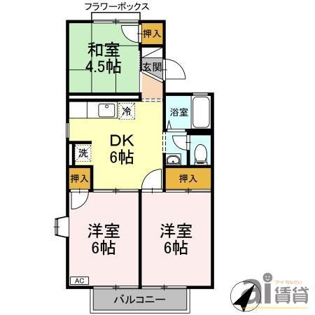 国分寺市東戸倉のアパートの間取り