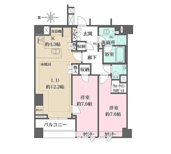 港区高輪のマンションの間取り