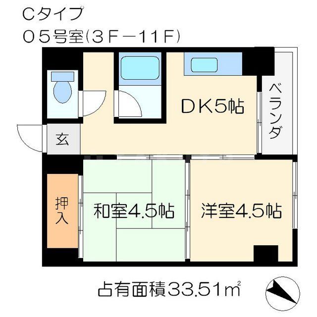 京都市中京区壬生仙念町のマンションの間取り