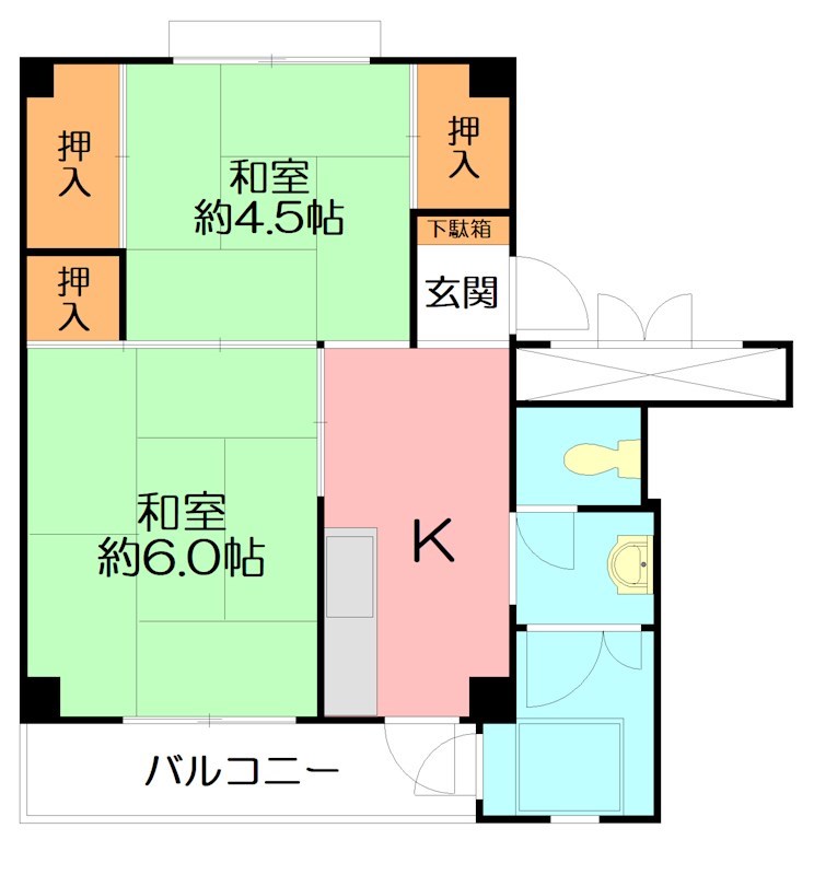 ビレッジハウス戸川2号棟の間取り