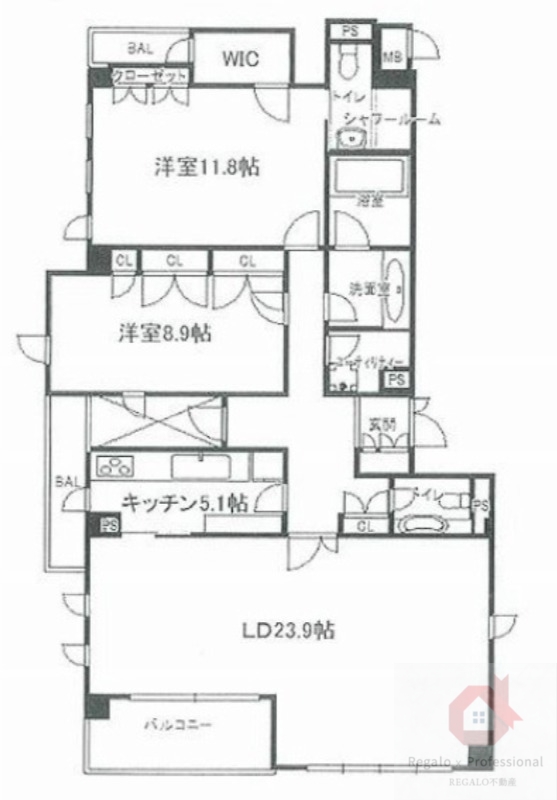 大阪市阿倍野区北畠のマンションの間取り