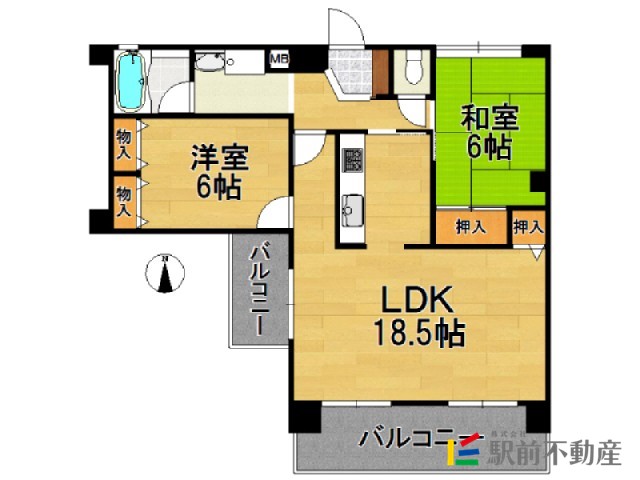 福岡市中央区鳥飼のマンションの間取り