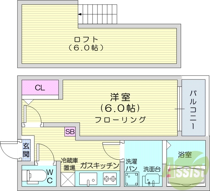 仙台市泉区上谷刈のアパートの間取り