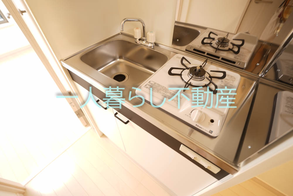 キッチン　コンパクトですが収納もあります