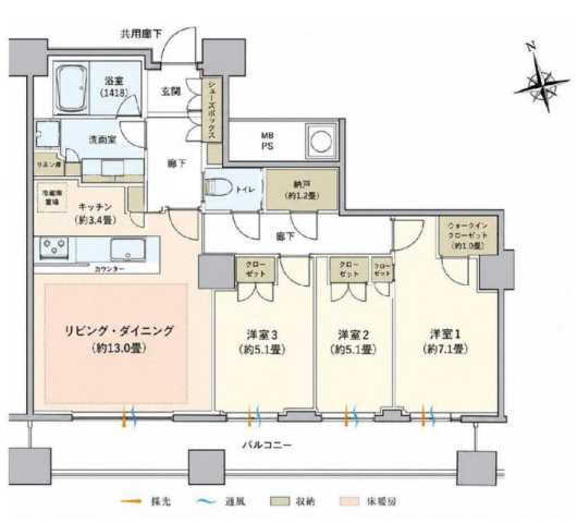 ザ・パークハウス西新宿タワー60の間取り写真