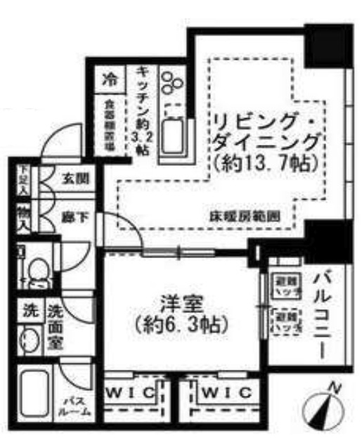 東京メトロ南北線 白金高輪駅 徒歩1分 35階建 築4年の間取り写真