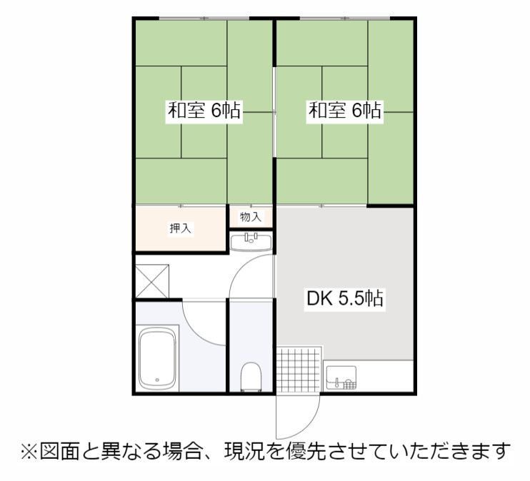 北九州市小倉北区熊本のアパートの間取り