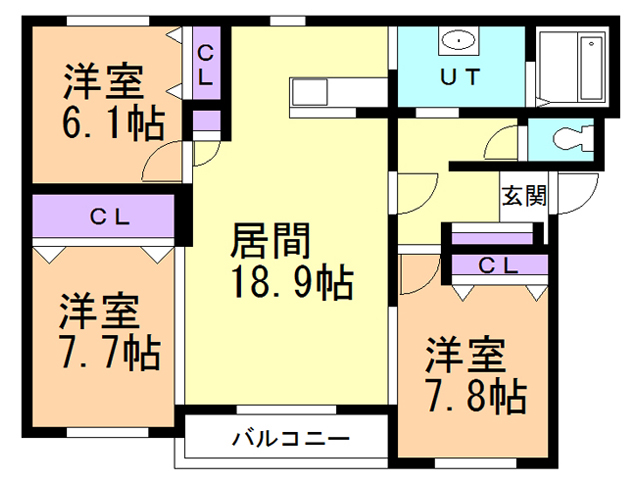 函館市松陰町のマンションの間取り