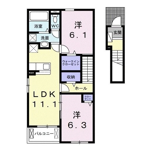 橋本市高野口町伏原のアパートの間取り