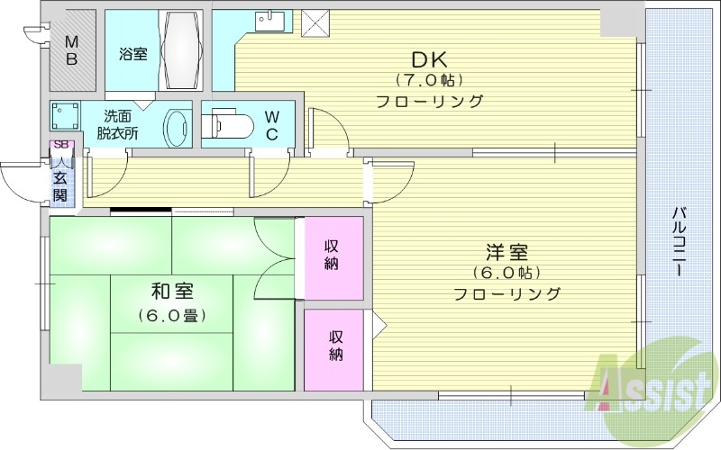 岩沼市中央のマンションの間取り