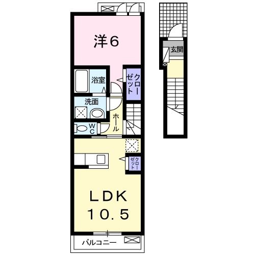 四国中央市妻鳥町のアパートの間取り